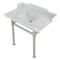 Kingston Brass 36 Carrara Marble Console Sink with Stainless Steel Legs, Marble WhitePolished Nickel LMS36MSQ6 - alternate 1